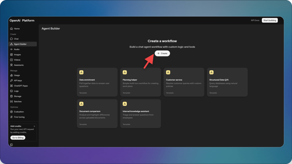 Agent builder in OpenAI platform