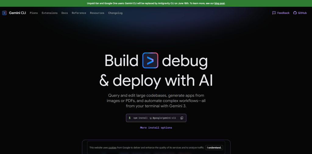 Gemini CLI home page