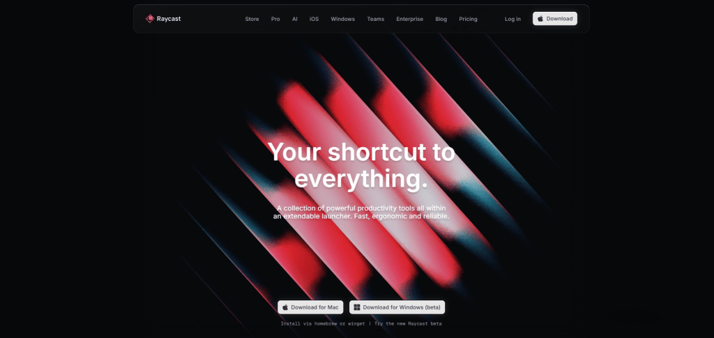 Raycast Home page