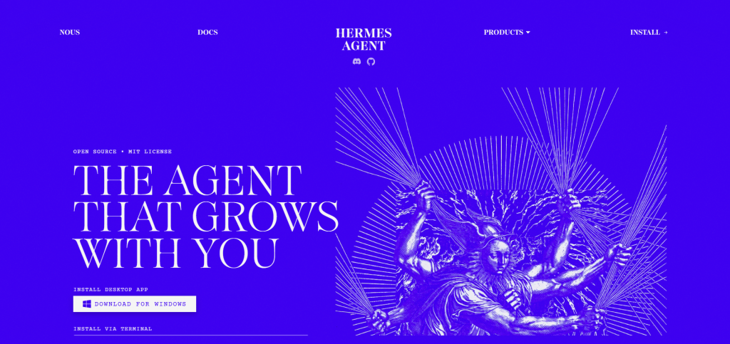 Hermes AI agent web page
