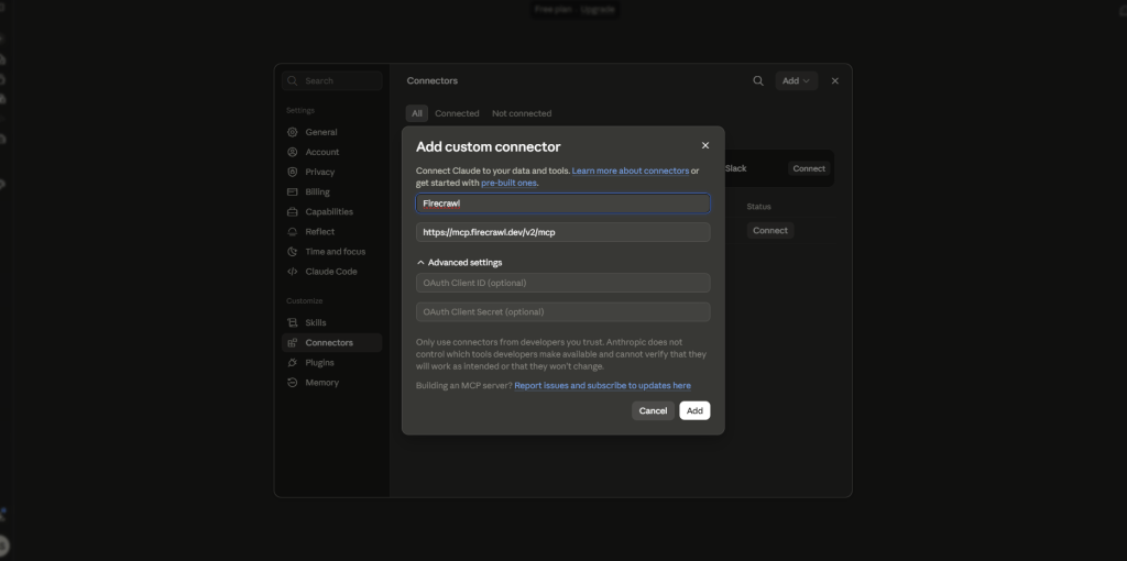 Add custom connectors