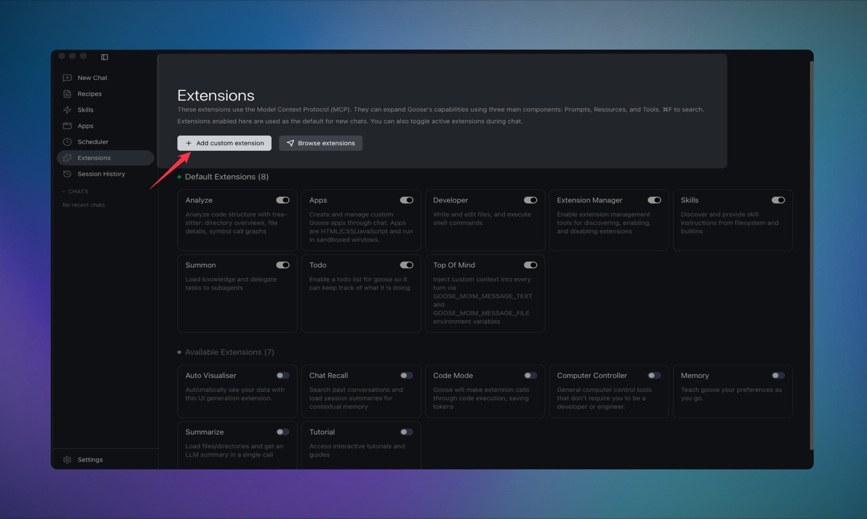 Add custom extension