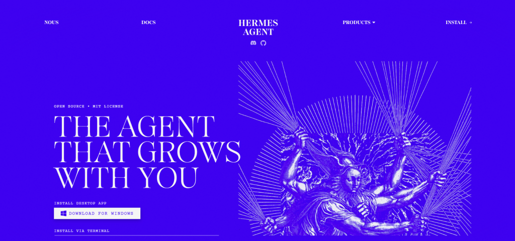 Hermes AI web page